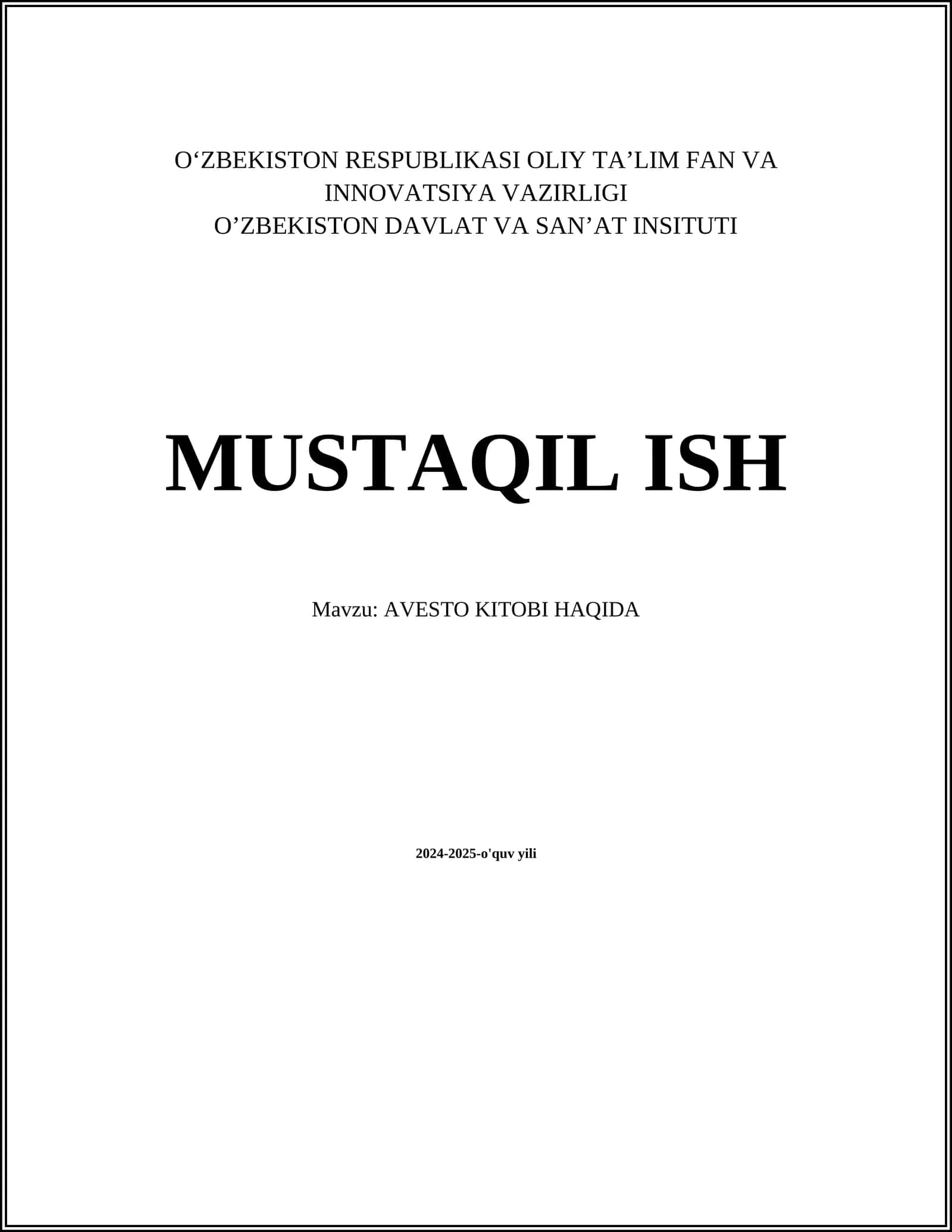 AVESTO KITOBI HAQIDA 1