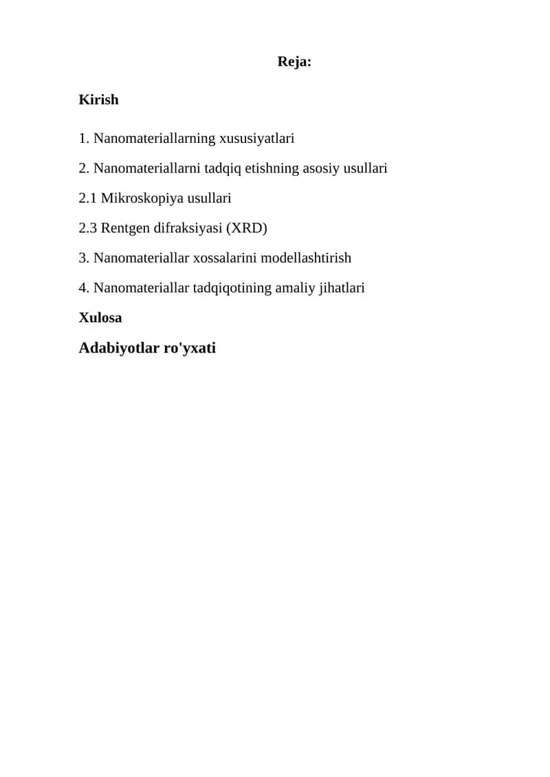 Nanomateriallar tadqiqoti 1