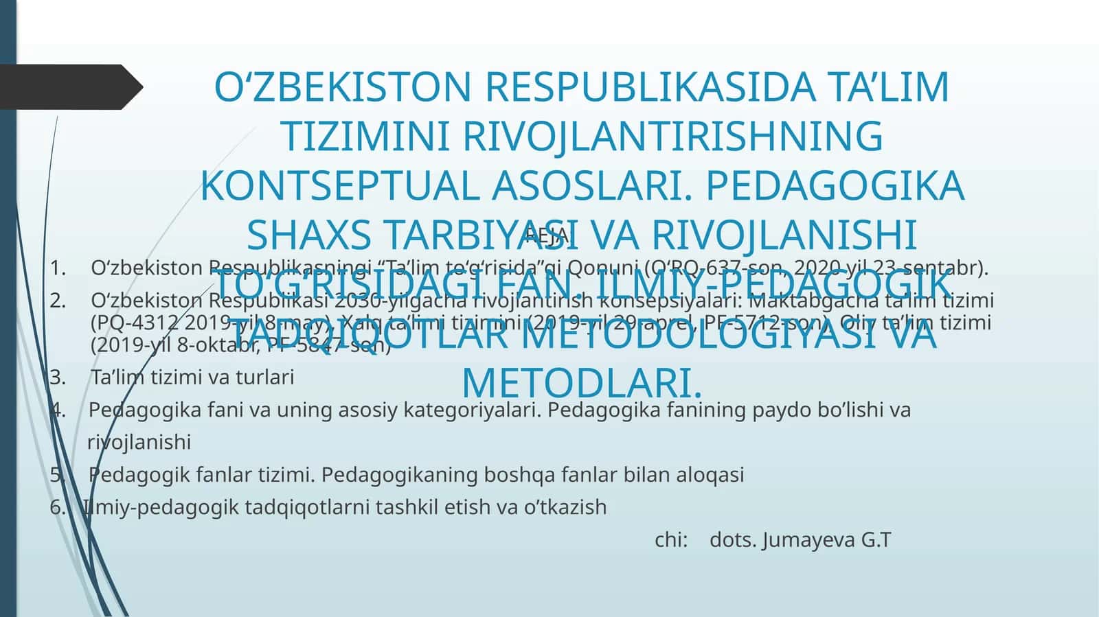 Pedagogika fanlar tizimi 1