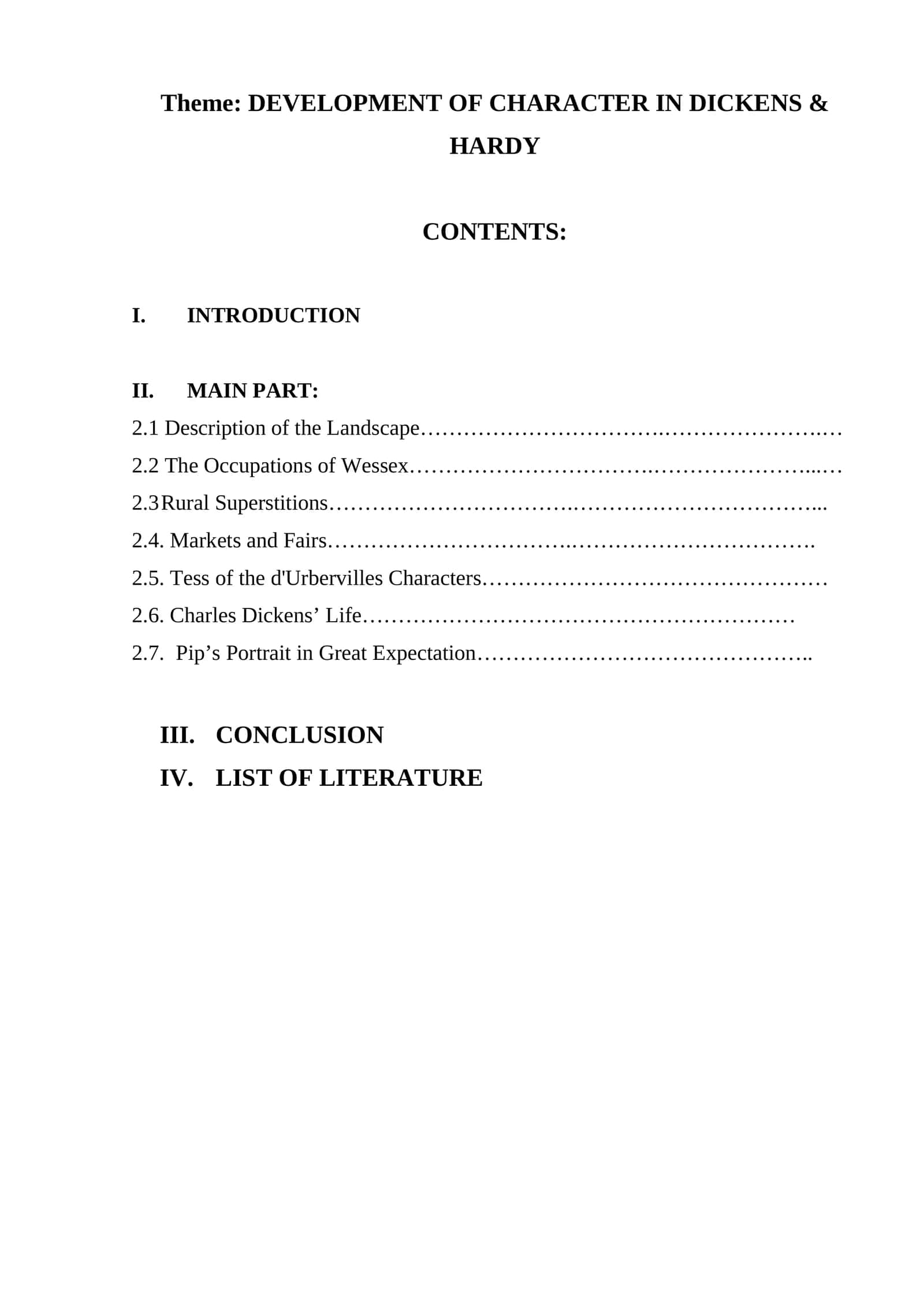 DEVELOPMENT OF CHARACTER IN DICKENS & HARDY 1
