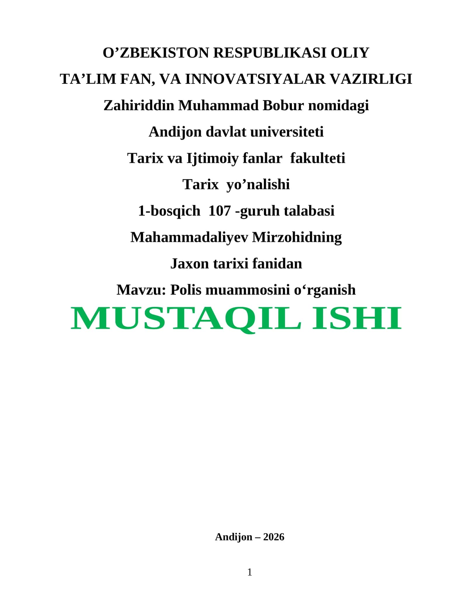 Polis muammosini o‘rganish 1