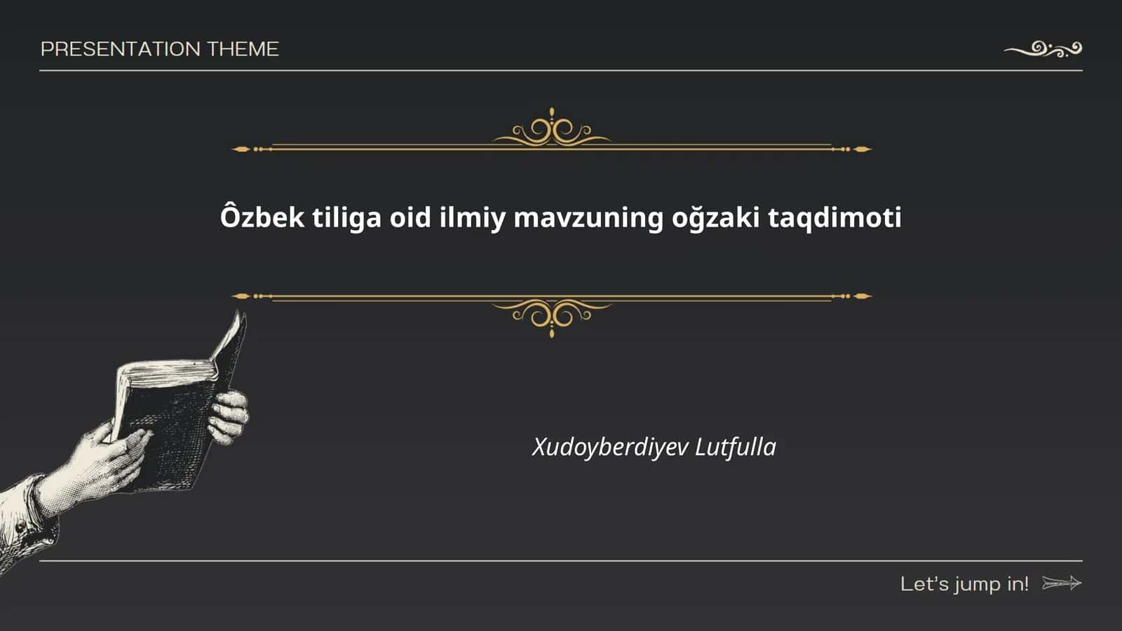 Ôzbek tiliga oid ilmiy mavzuning oğzaki taqdimoti 1