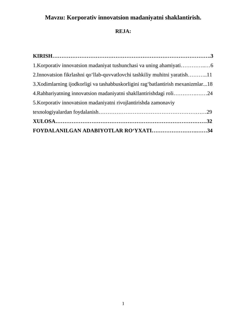 Korporativ innovatsion madaniyatni shaklantirish 1