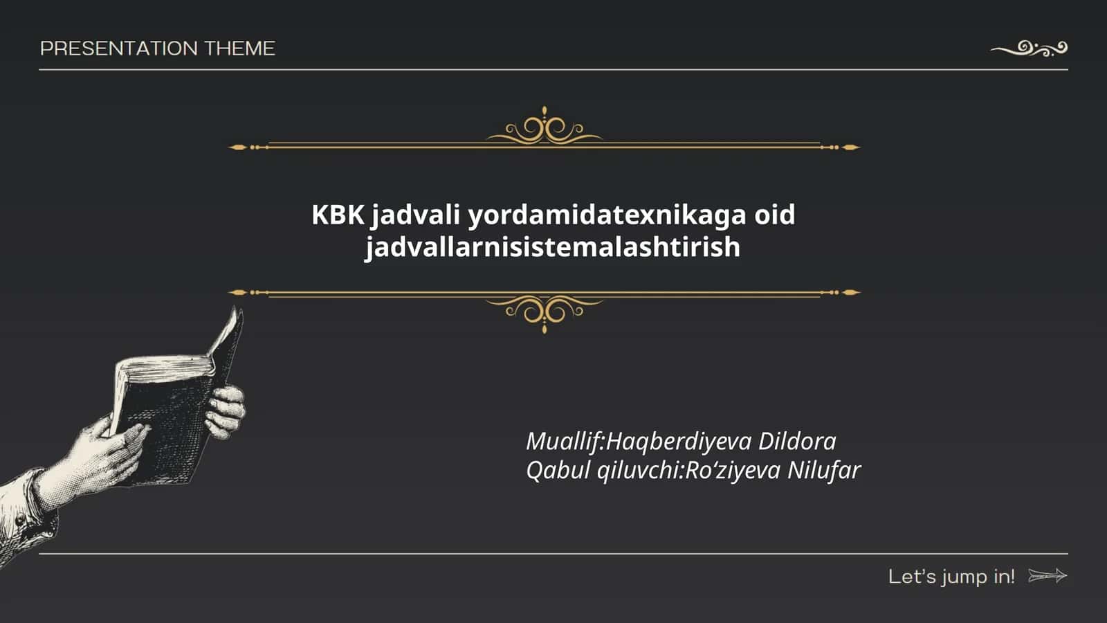 KBK jadvali yordamida texnikaga oid jadvallarni sistemlashtirish 1