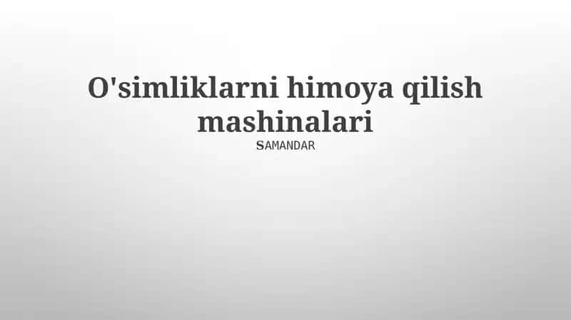 O'simliklarni himoya qilish mashinalari 1