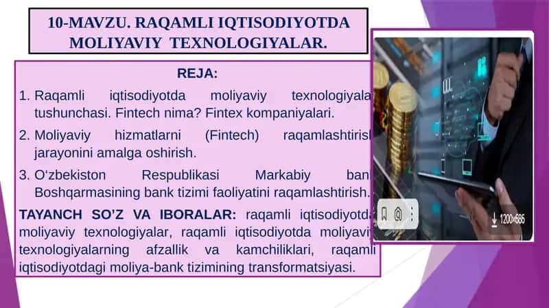 RAQAMLI IQTISODIYOTDA MOLIYAVIY TEXNOLOGIYALAR 1