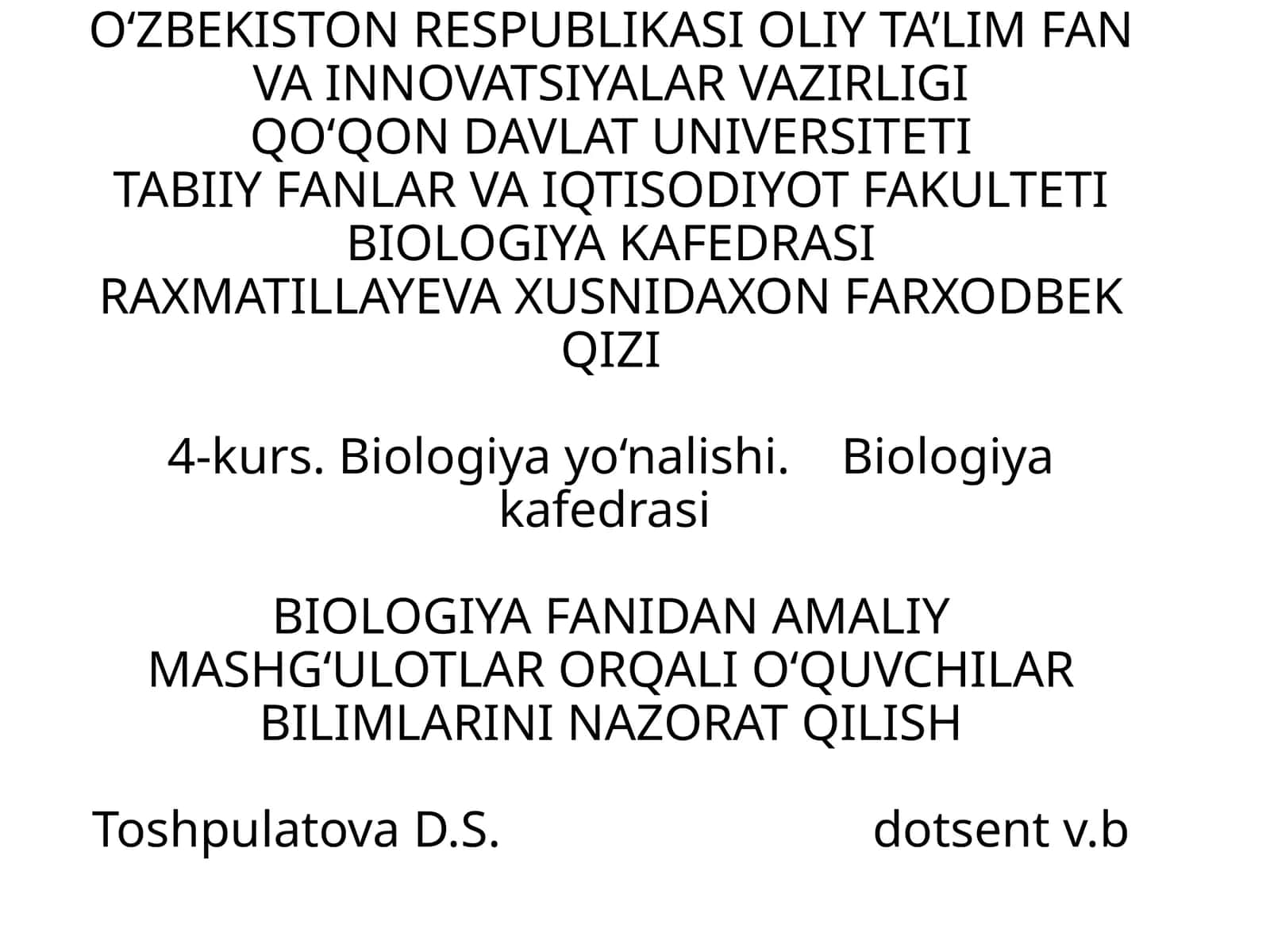 Biologiya Kafedrasi Amaliy Mashg'ulotlar 1