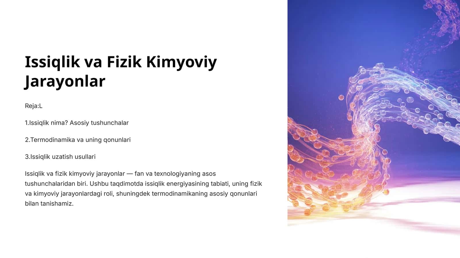 Issiqlik va Fizik Kimyoviy Jarayonlar 1