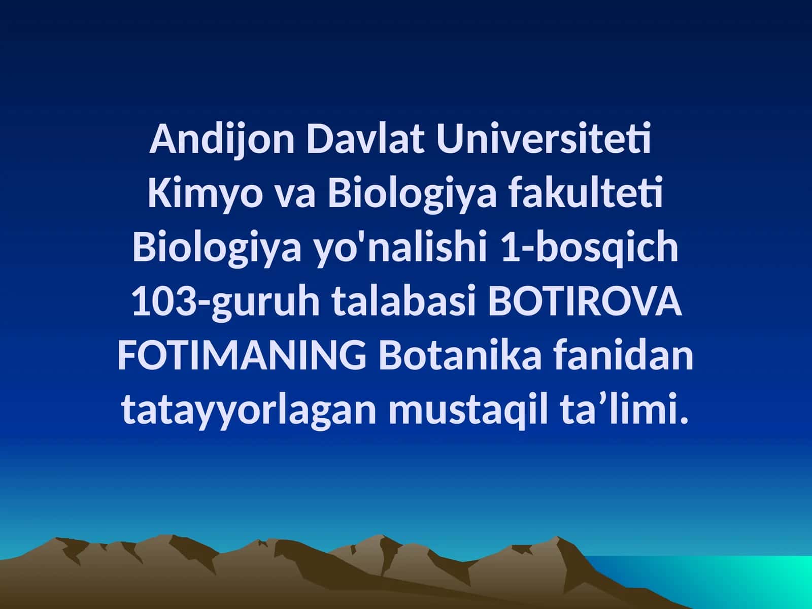 Chinor turkumining umumiy tasnifi 1