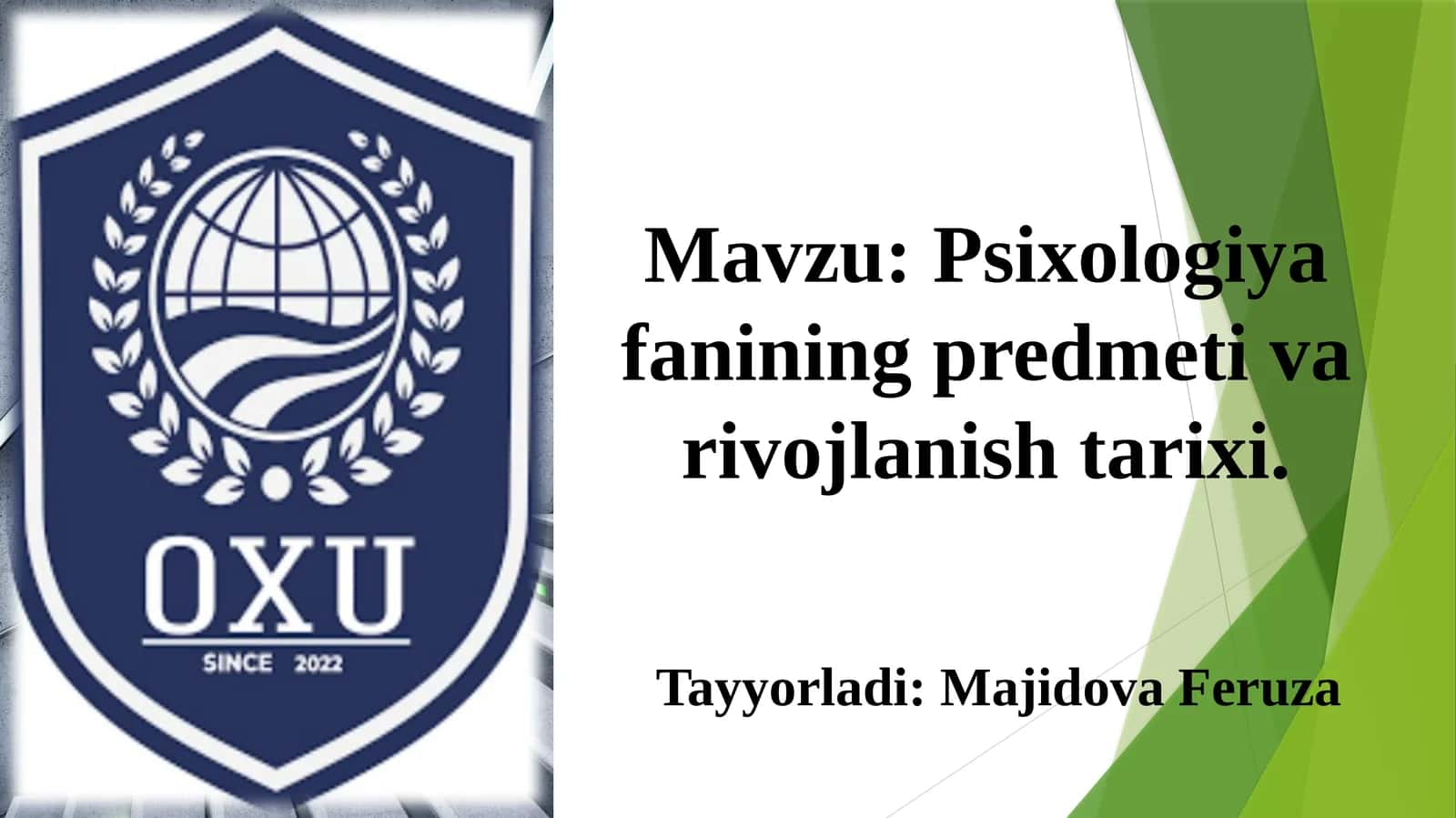 Psixologiyafanining predmeti va rivojlanishi tarixi 1