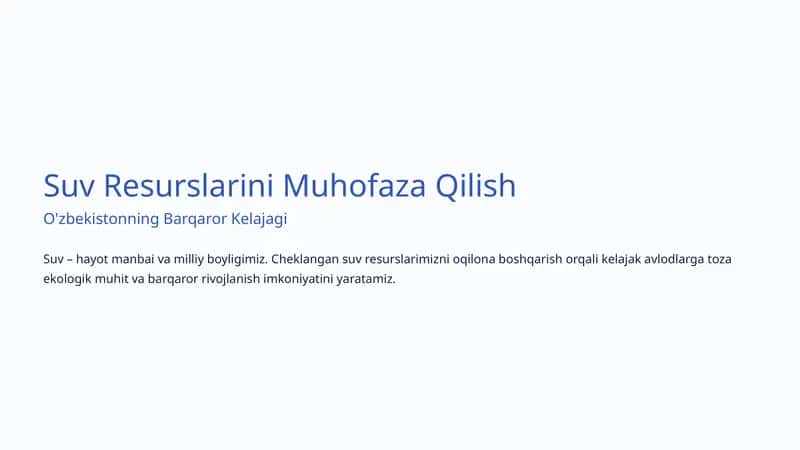 Suv Resurslarini Muhofaza Qilish 1