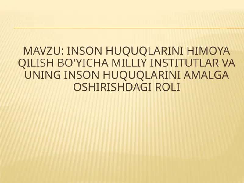 Inson huquqlarini himoya qilish bo'yicha milliy institutlar va uning inson huquqlarini amalga oshirishdagi roli 1