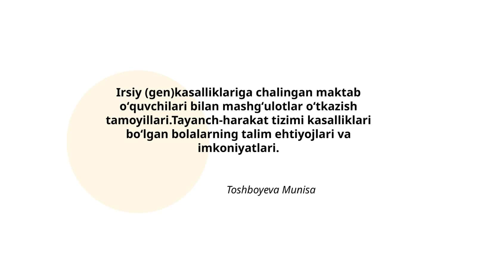 Irsiy (gen)kasalliklariga chalingan maktab oʻquvchilari bilan mashgʻulotlar oʻtkazish tamoyillari 1