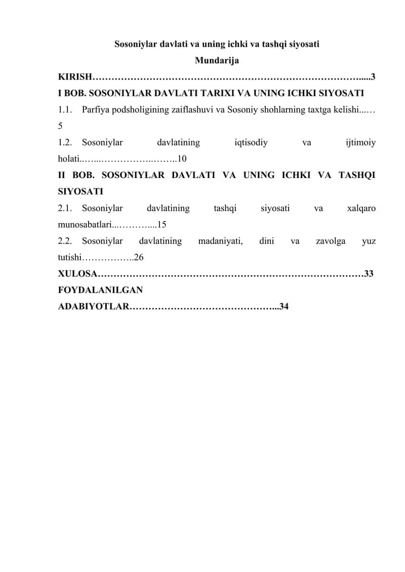 Sosoniylar davlati va uning ichki va tashqi siyosati 1