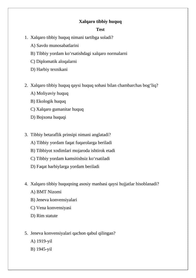 Xalqaro tibbiy huquq 1