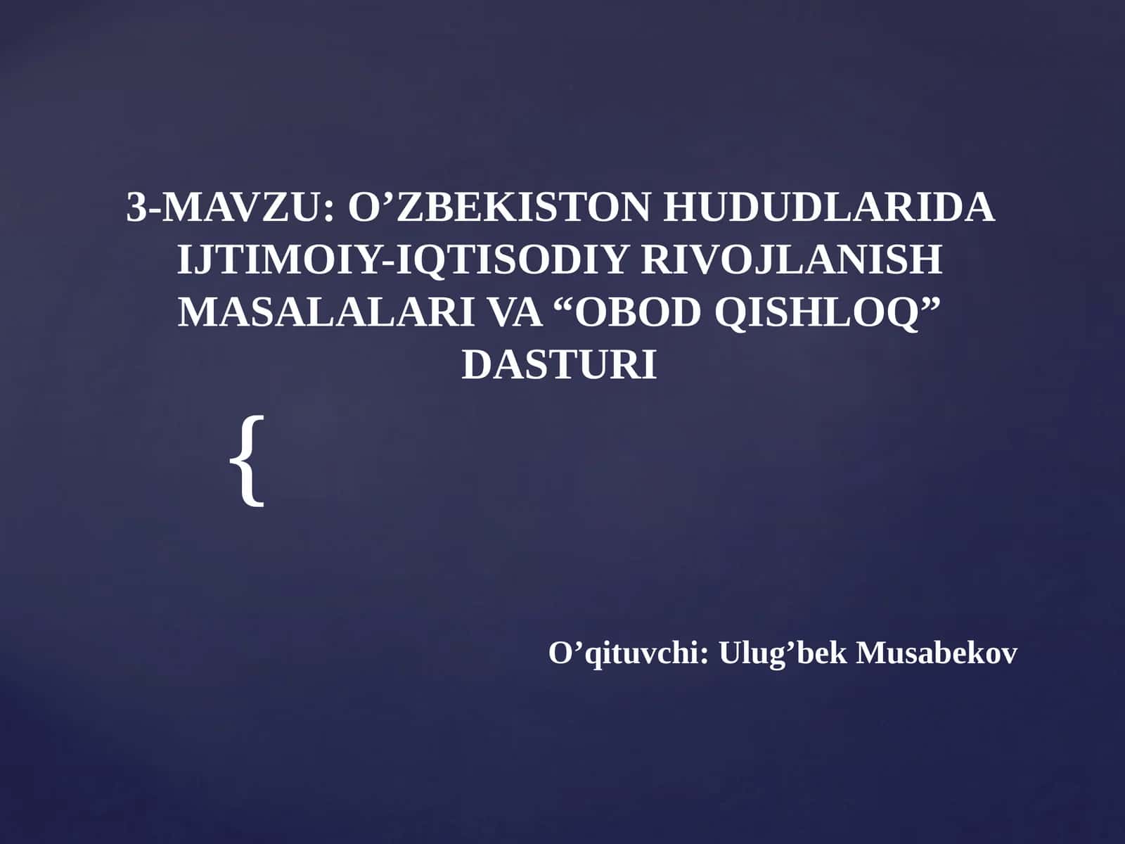 “OBOD QISHLOQ” DASTURI 1