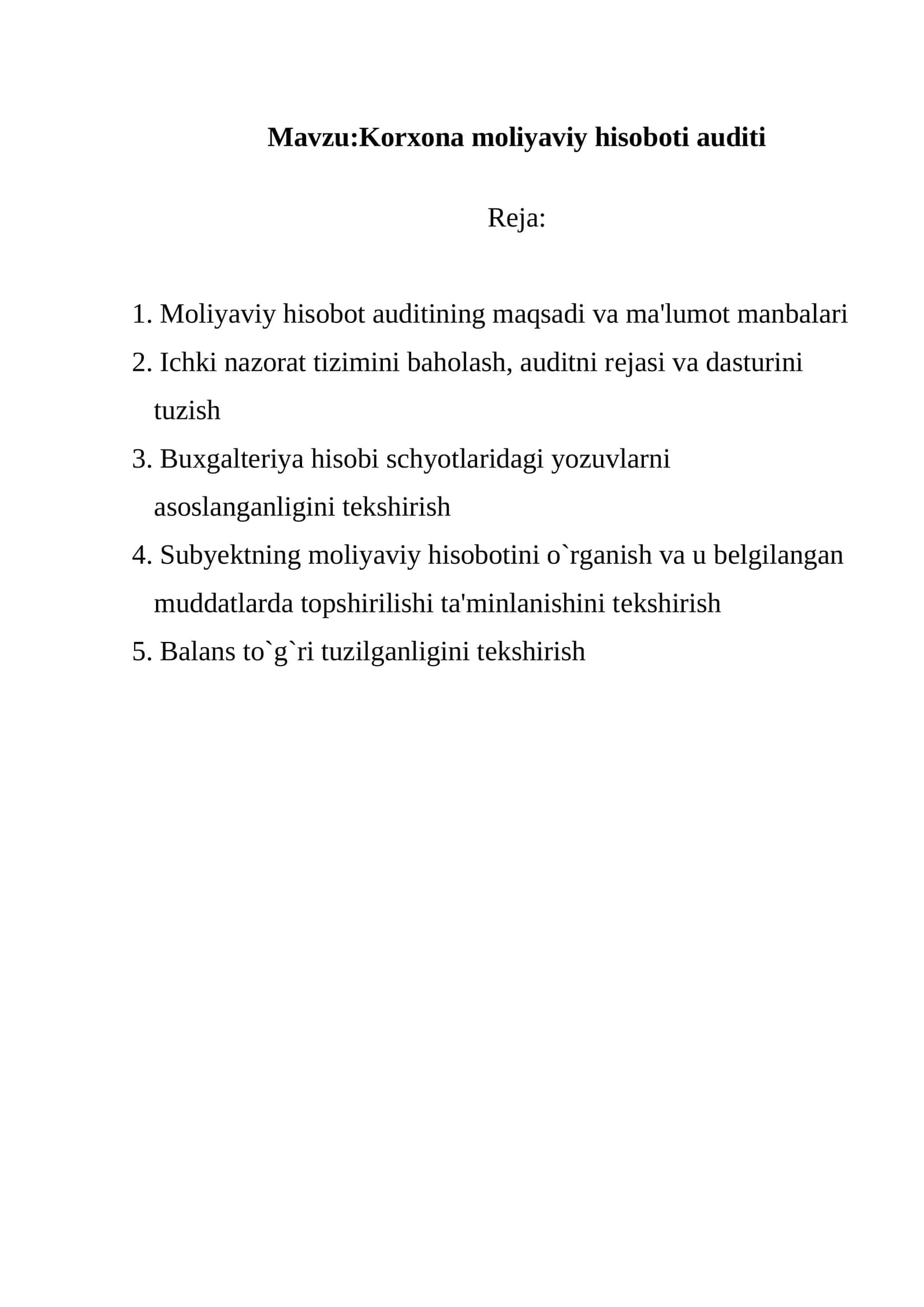 Korxona moliyaviy hisoboti auditi 1