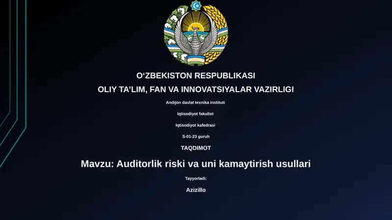 Auditorlik riski va uni kamaytirish usullari 1