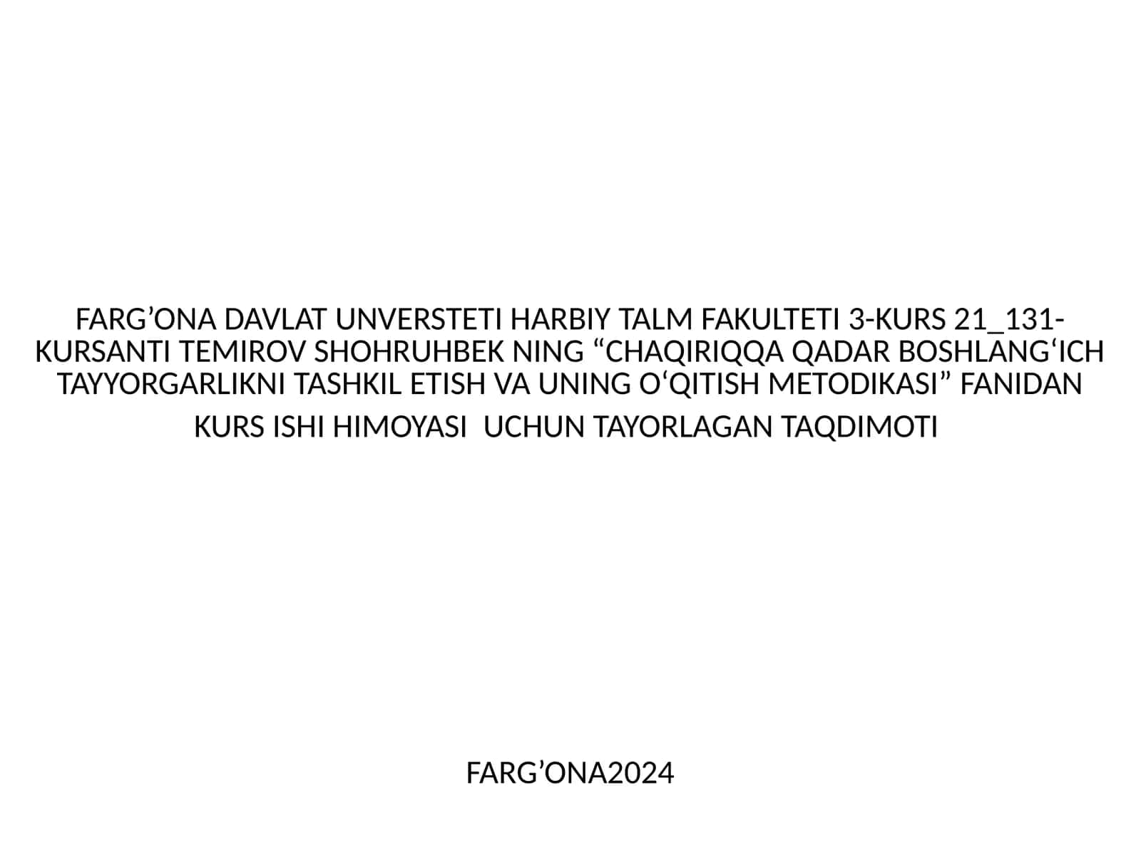 Kurs ishi "O‘qning boshlang‘ichtezligi" 1