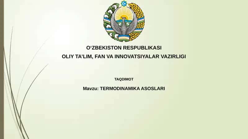 TERMODINAMIKA ASOSLARI 1