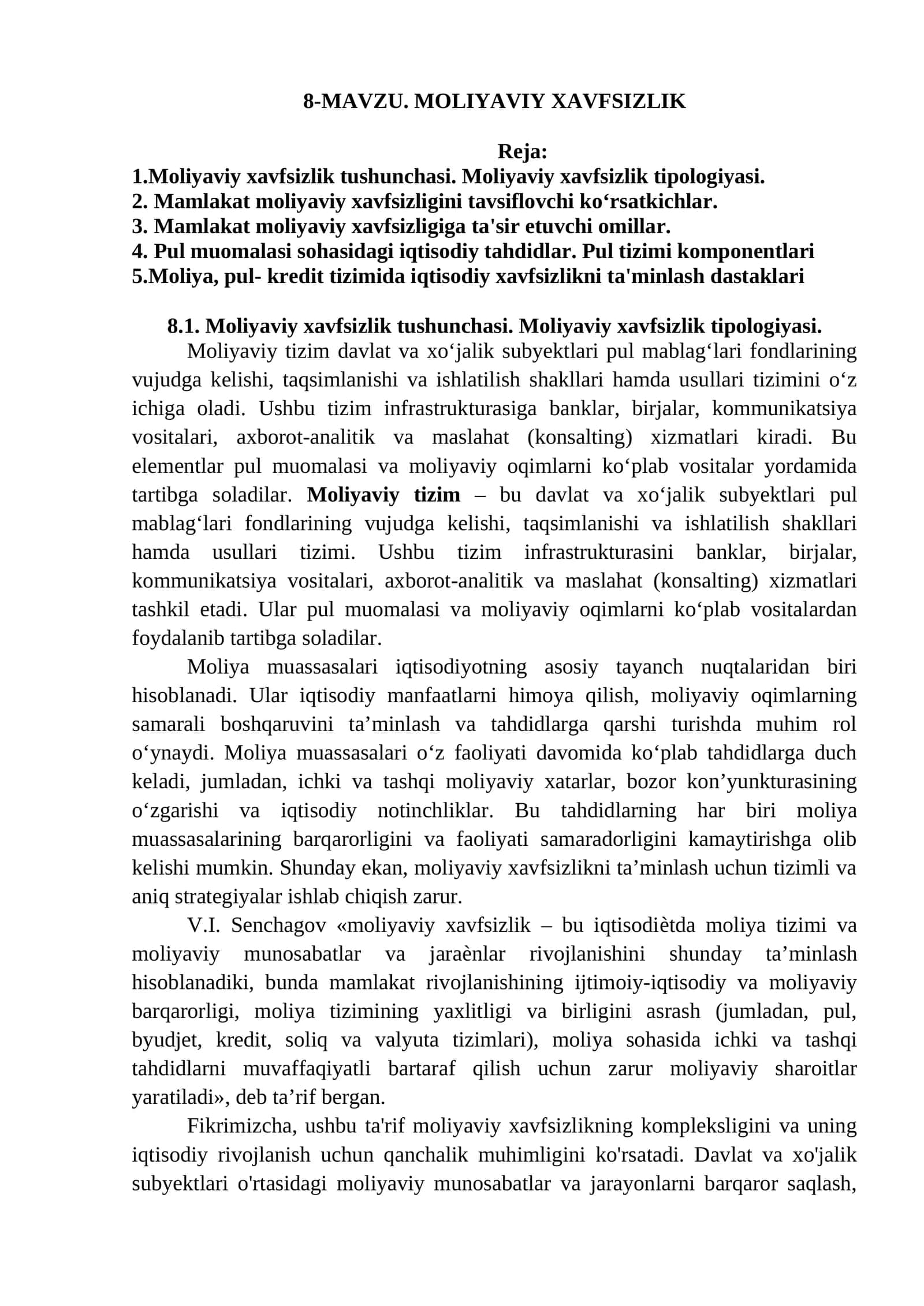 Moliyaviy xavfsizlik 1