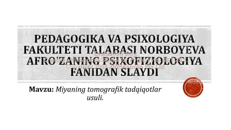 Psixofiziologiya fani darslik slaydi 1