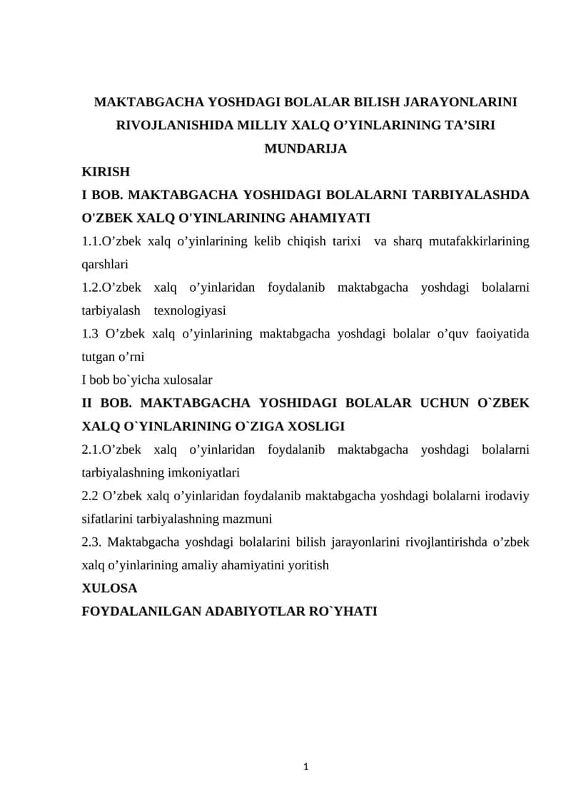 MAKTABGACHA YOSHDAGI BOLALAR BILISH JARAYONLARINI RIVOJLANISHIDA MILLIY XALQ O’YINLARINING TA’SIRI 1