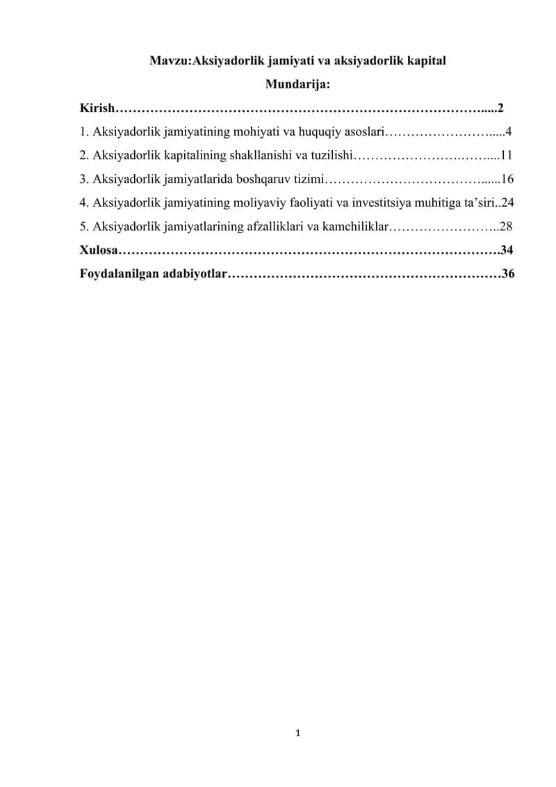 Aksiyadorlik jamiyati va aksiyadorlik kapital 1