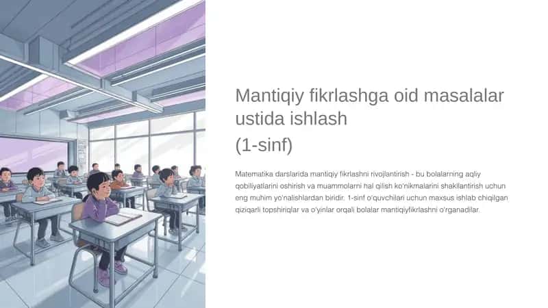 Mantiqiy fikrlashga oid masalalar ustida ishlash (1-sinf) 1