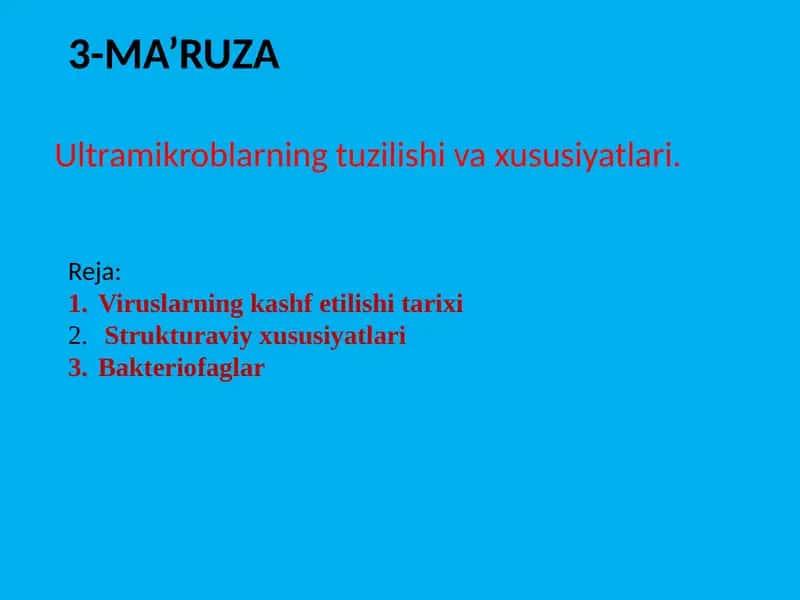 Ultramikroblarning tuzilishi va xususiyatlari 1