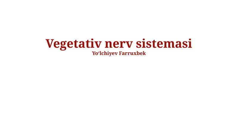Avtonom nerv sistemasi 1
