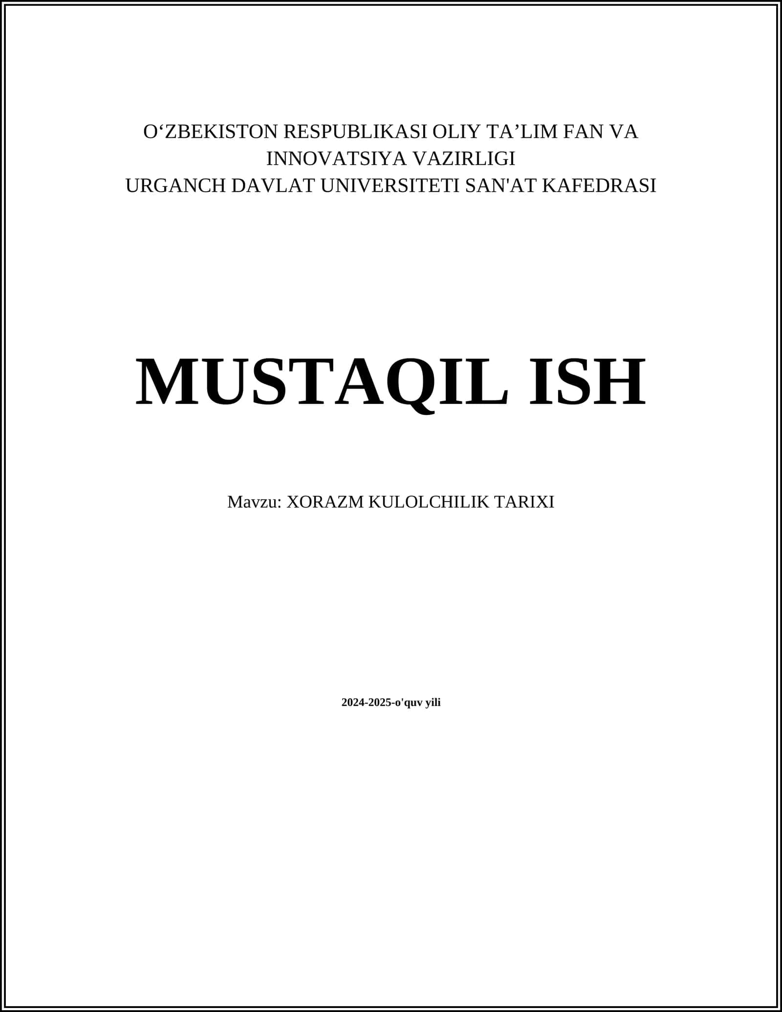 XORAZM KULOLCHILIK TARIXI 1