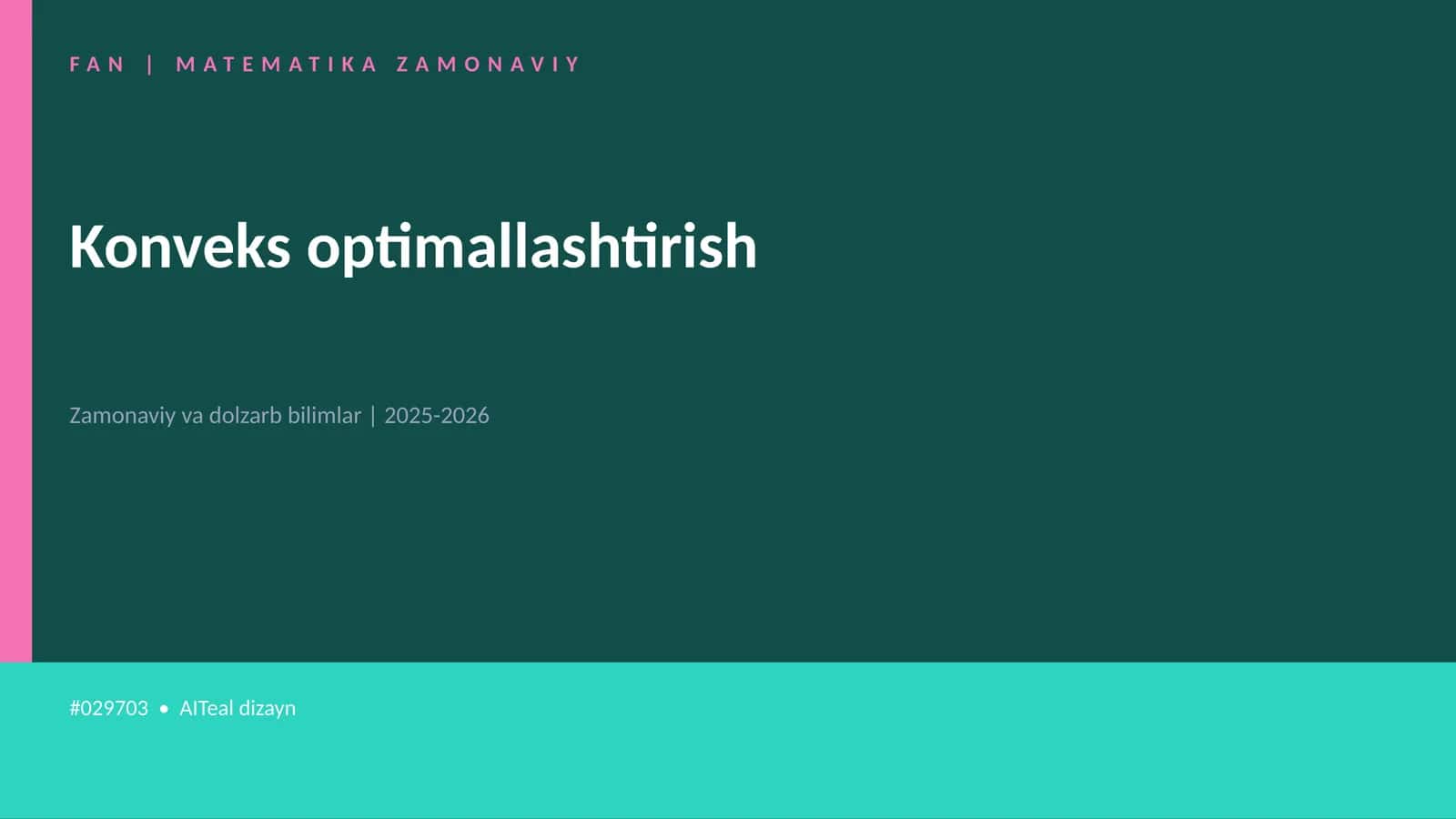 Konveks optimallashtirish 1