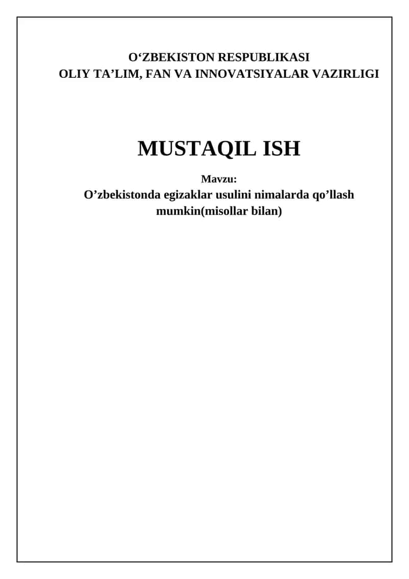 O'zbekistonda egizaklar usulini nimalarda qo’llash mumkin(misollar bilan) 1