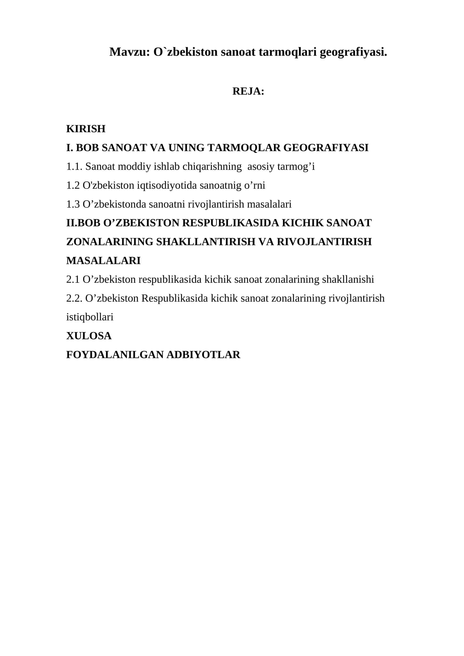 O`zbekiston sanoat tarmoqlari geografiyasi 1