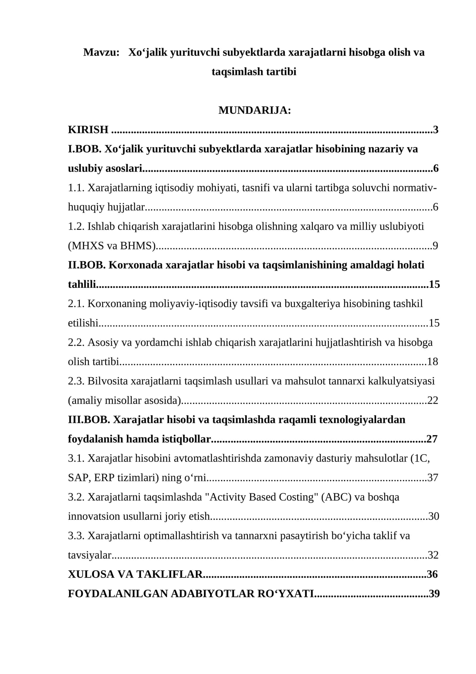 Xo‘jalik yurituvchi subyektlarda xarajatlarni hisobga olish va taqsimlash tartibi 1