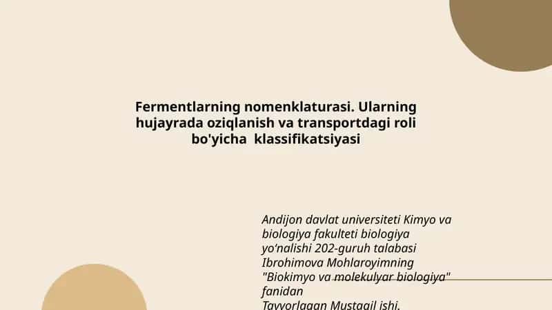 Fermentlarning nomenklaturasi 1