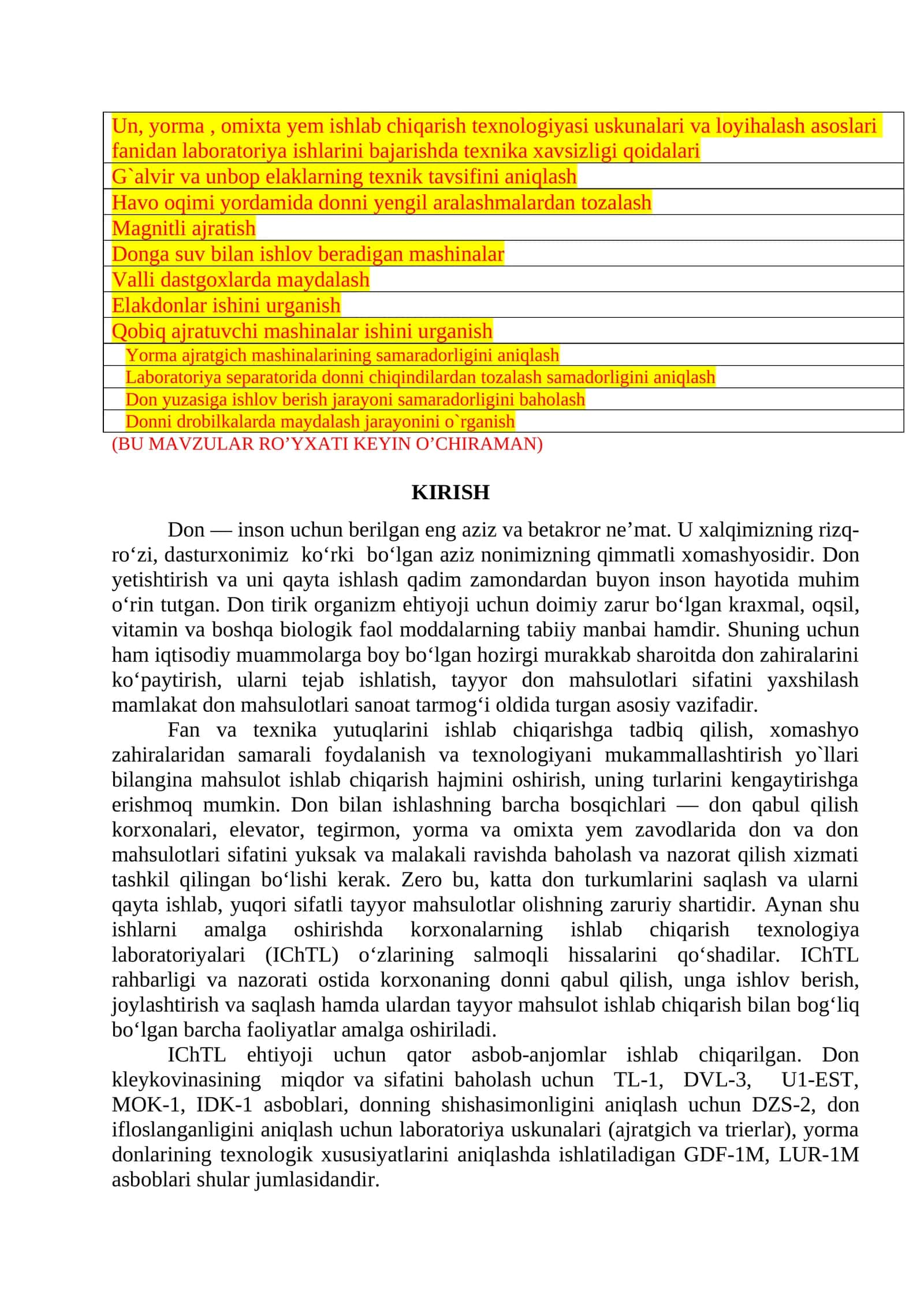 Yorma, omixta yem ishlab chiqarish texnologiyasi 1