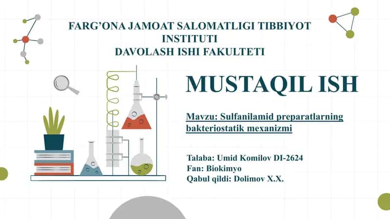 Sulfanilamid preparatlarning bakteriostatik mexanizmi 1
