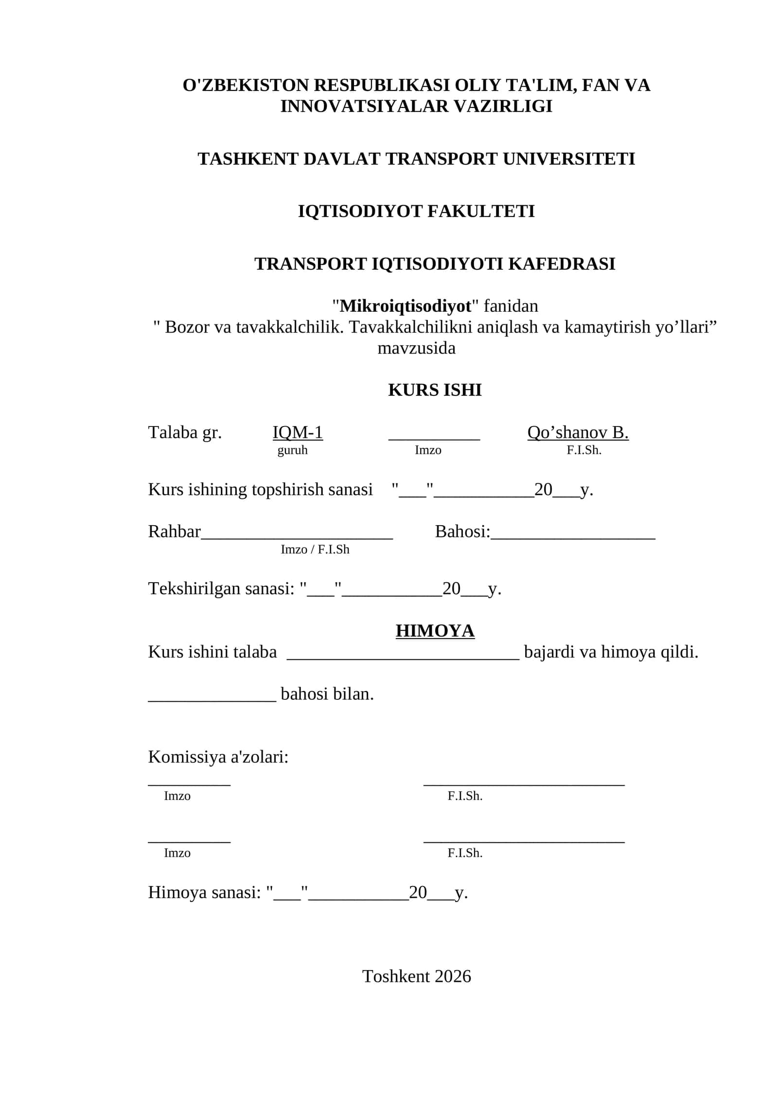 Bozor va tavakkalchilik. Tavakkalchilikni aniqlash va kamaytirish yo’llari 1