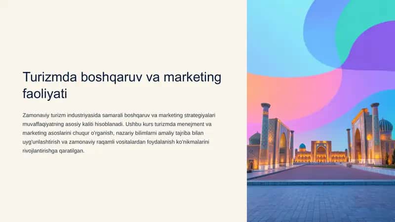 Turizmda boshqaruv va marketing faoliyati 1