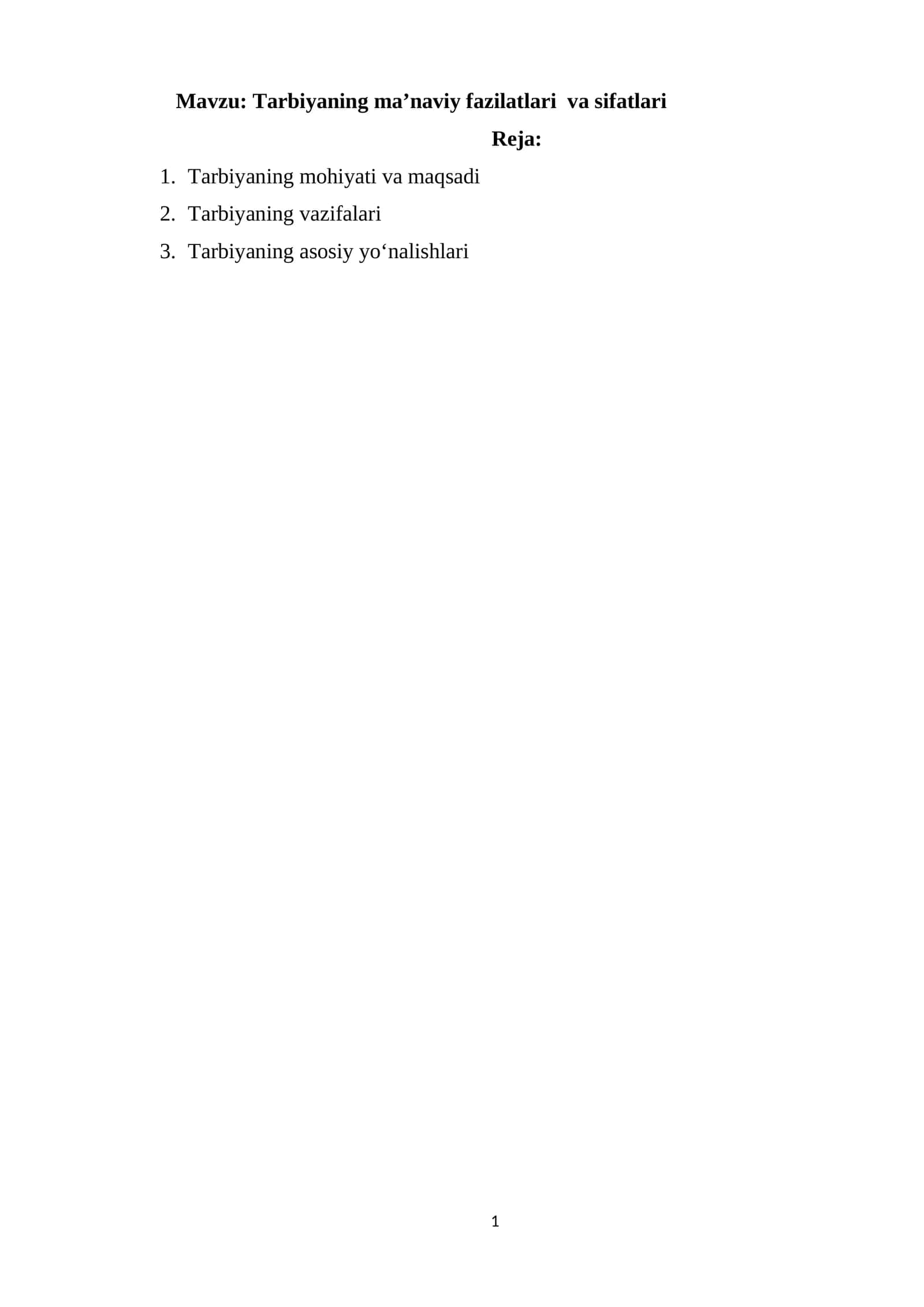 Tarbiyaning ma’naviy fazilatlari va sifatlari 1