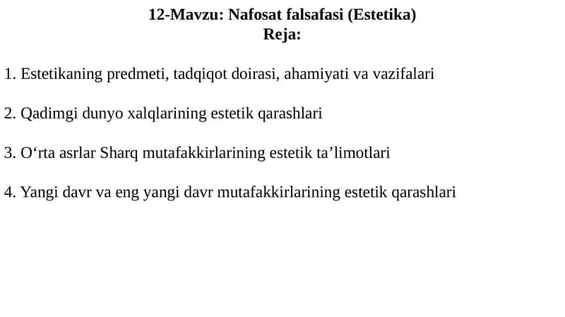 Nafosat falsafasi (Estetika) 1