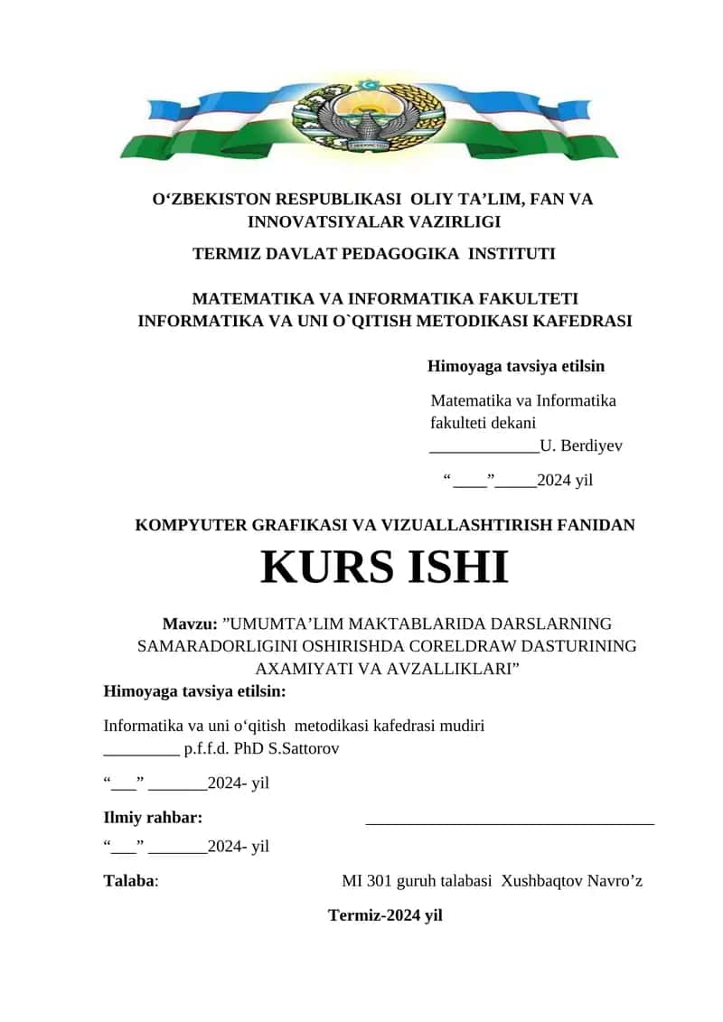UMUMTA’LIM MAKTABLARIDA DARSLARNING SAMARADORLIGINI OSHIRISHDA CORELDRAW DASTURINING AXAMIYATI VA AVZALLIKLARI 1