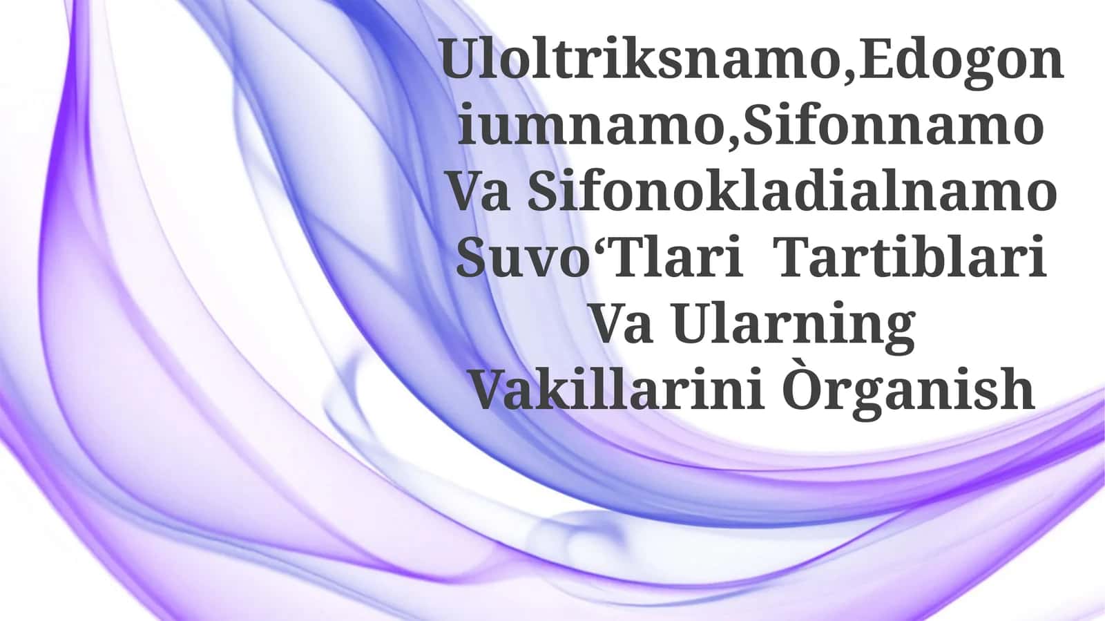 Uloltriksnamo,Edogoniumnamo,Sifonnamo Va Sifonokladialnamo SuvoʻTlari Tartiblari Va UlarningVakillariniÒrganish 1