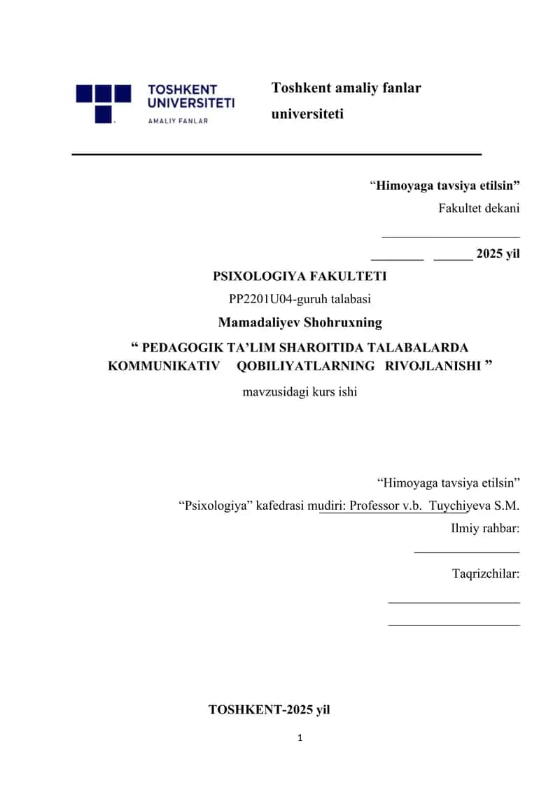 PEDAGOGIK TA’LIM SHAROITIDA TALABALARDA KOMMUNIKATIV QOBILIYATLARNING RIVOJLANISHI 1