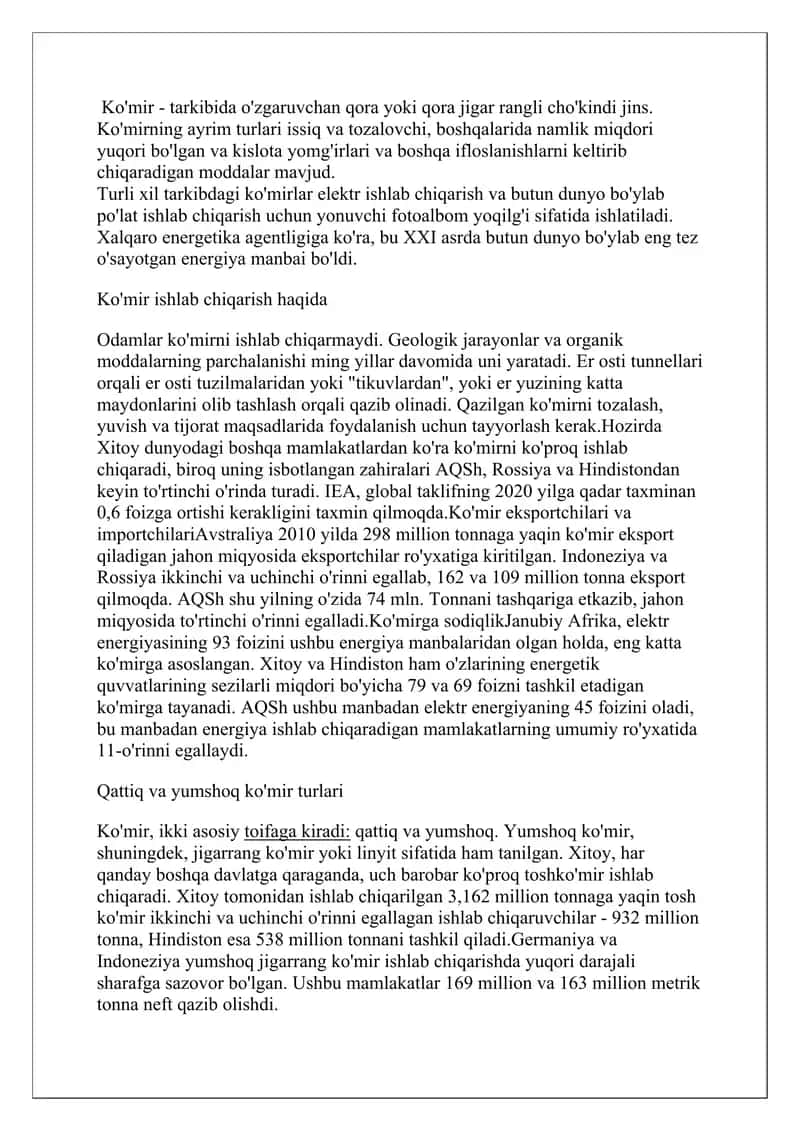Ko'mir energiyasi 1