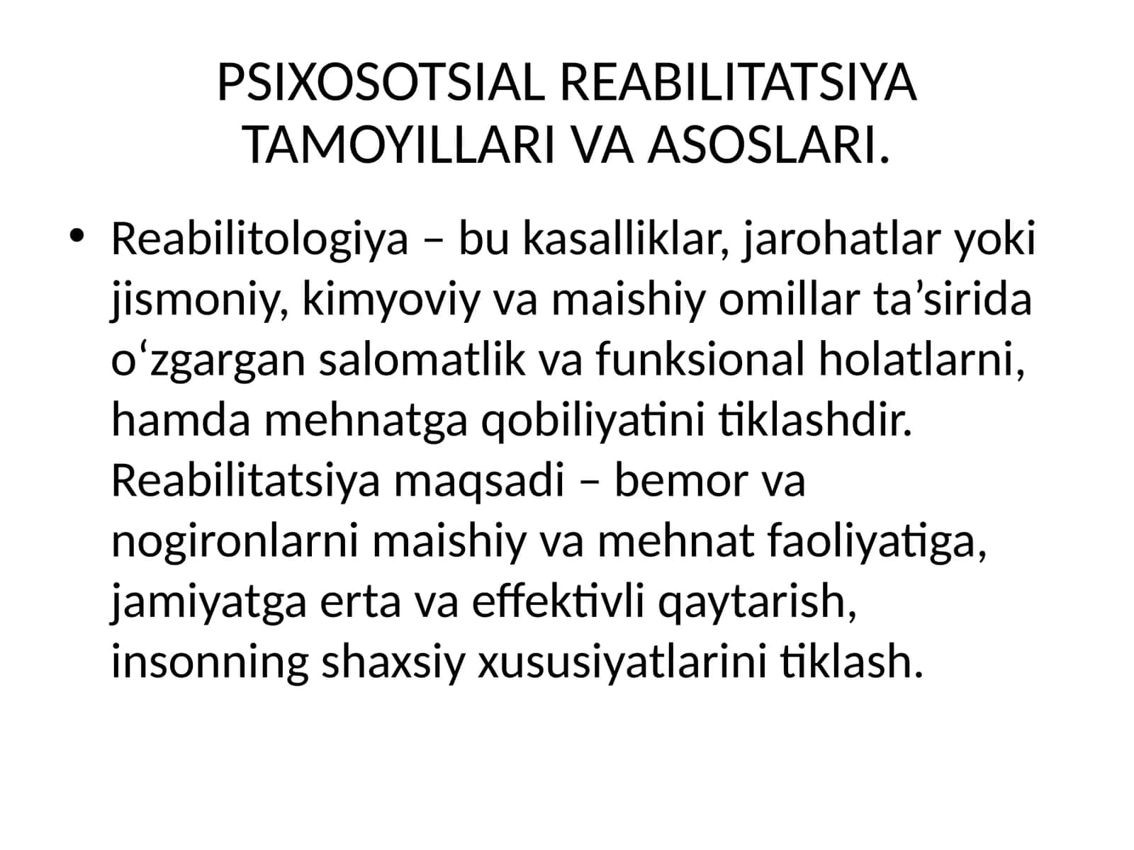 PSIXOSOTSIAL REABILITATSIYA TAMOYILLARI VA ASOSLARI 1