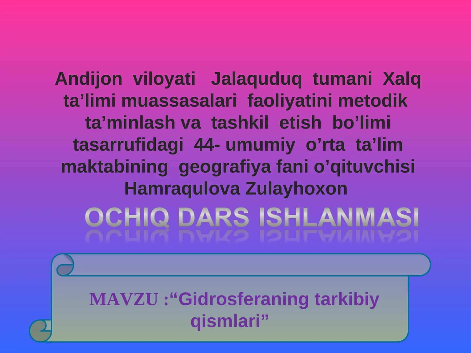 Gidrosferaning tarkibiy qismlari 1