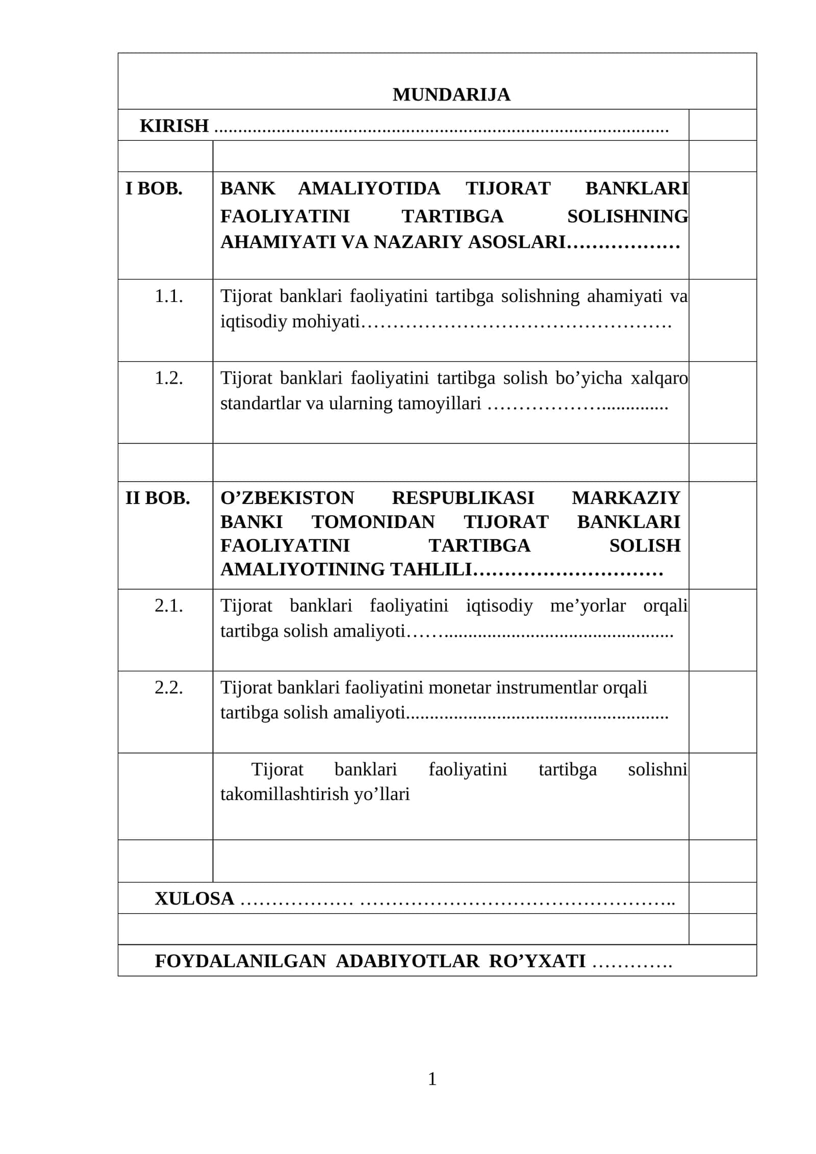 Tijorat Banklari Faoliyatini Tartibga Solish 1